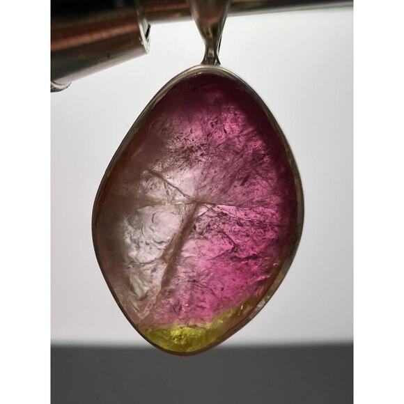 NEW Watermelon pink tourmaline sterling silver pendant 2.51 grams - Picture 7 of 8